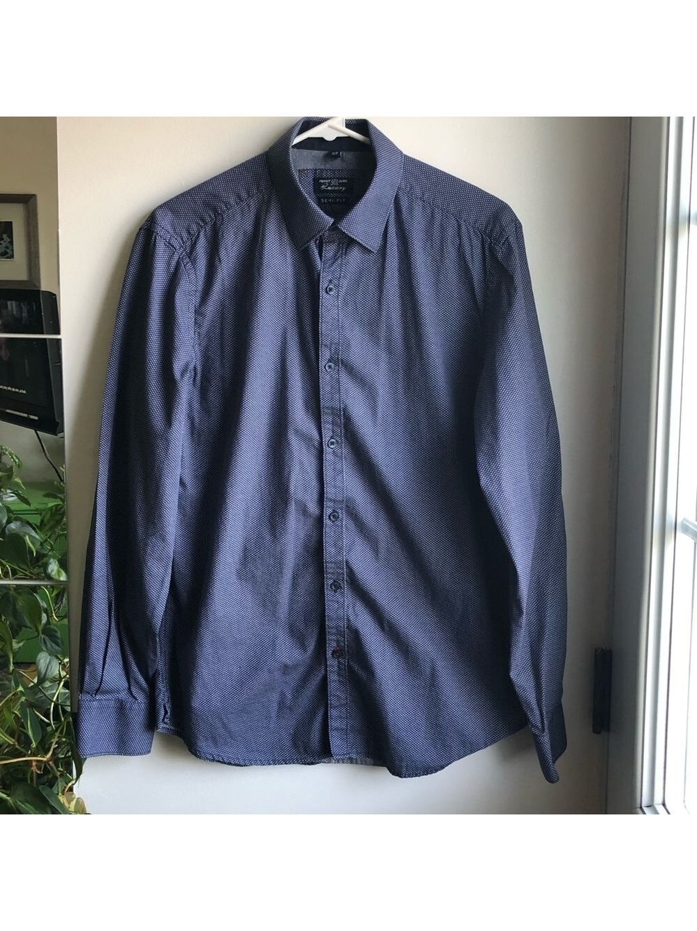 Point Zero Luxury blue polka dot button shirt